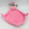 Doudou plat zébre rayé rose BABOU