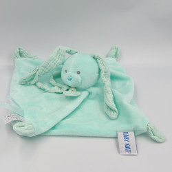 Doudou plat lapin bleu vert diabolo menthe BABY NAT