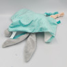 Doudou plat lapin gris blanc bleu rouge CLEMENTONI