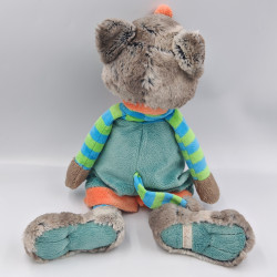 Doudou peluche loup Wolfy bleu vert beige orange BUKOWSKI