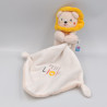 Doudou petit lion blanc beige jaune mouchoir SUCRE D'ORGE