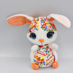 Doudou lapin blanc orange motifs fleurs NICIDOOS NICI