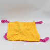 Doudou plat souris rose violet jaune orange carreaux