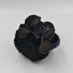Ancienne Peluche Singe Magical Murphy noir veste jean année 80