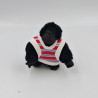 Ancienne Peluche Singe noir pull rayé blanc rose MURPHY