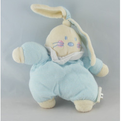 Doudou plat lapin rayé bleu jaune BENGY