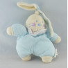 Doudou plat lapin rayé bleu jaune BENGY