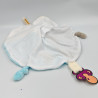 Doudou plat rond lapin bleu blanc gris RODA