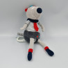 Doudou musical loup Mister Bouh gris bleu noir rayé SAUTHON