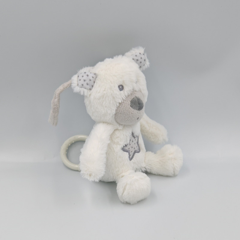 Doudou musical ours blanc gris étoiles SAUTHON