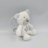 Doudou musical ours blanc gris étoiles SAUTHON