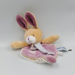 Doudou plat attache tétine luminescent lapin rose prune beige Lumilunes BABY NAT