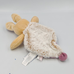 Doudou plat attache tétine luminescent lapin rose prune beige Lumilunes BABY NAT
