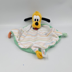 Doudou plat Pluto blanc vert rayé DISNEY