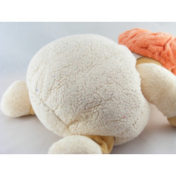 Doudou ours blanc coeur casquette orange TAKINOU