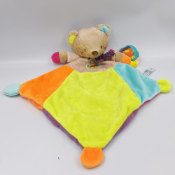 Doudou plat ours beige vert bleu violet rose SIMBA TOYS NICOTOY