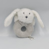 Doudou hochet lapin blanc gris B&M