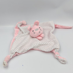 Doudou plat lapin rose blanc pois PLAYGRO