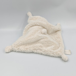 Doudou plat ours blanc bandanas gris beige NICOTOY