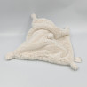 Doudou plat ours blanc bandanas gris beige NICOTOY