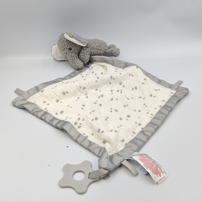 Doudou éléphant gris blanc mouchoir EARLY DAYS PRIMARK