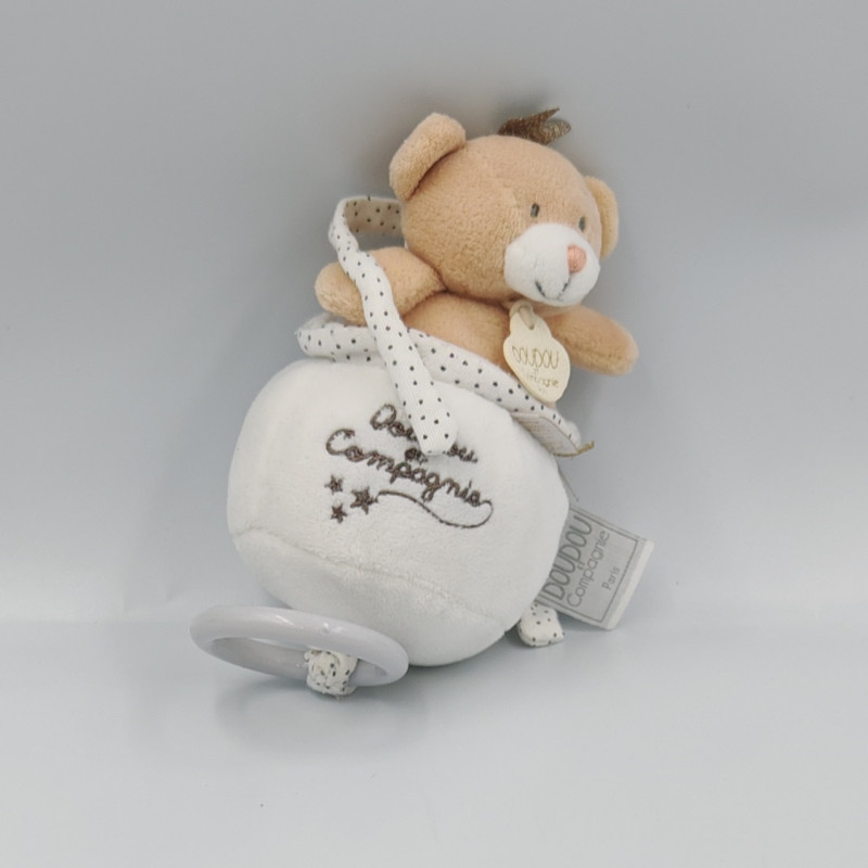 Doudou et compagnie musical ours beige blanc petit roi Lovely bear