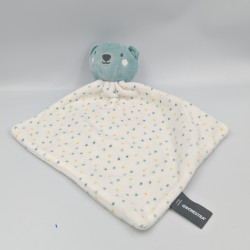 Doudou plat ours bleu blanc pois ORCHESTRA PREMAMAN