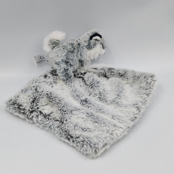 Doudou plat chien gris blanc tout doux DANI