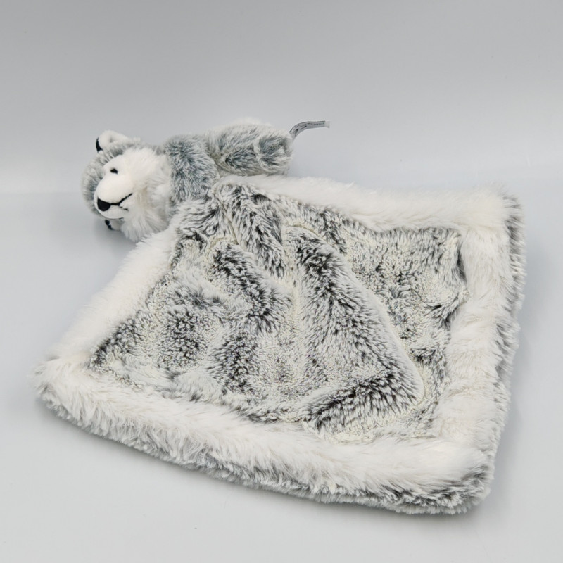 Doudou plat chien gris blanc tout doux DANI