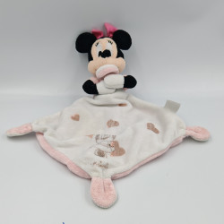 Doudou plat minnie blanc rose coeurs DISNEY