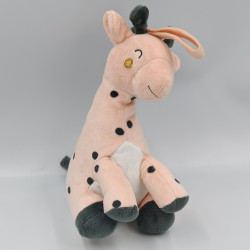 Doudou musical girafe rose pois gris DPAM