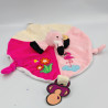 Doudou plat rond flamant rose blanc RODA