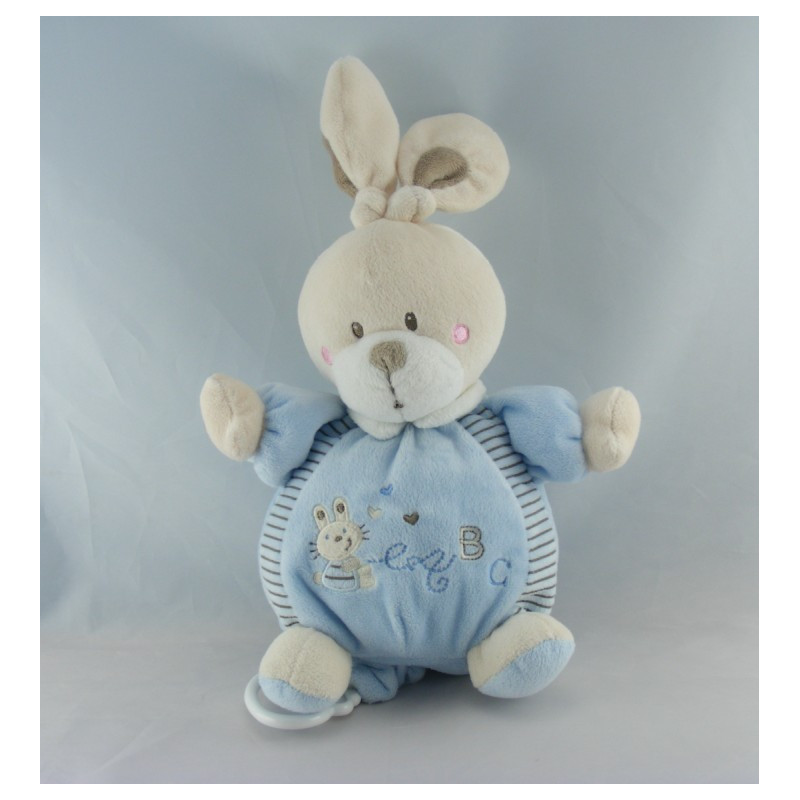 Doudou lapin rayé bleu ABC NICOTOY