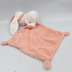 Doudou lapin blanc rose fleurs mouchoir CAD DISTRICENTER