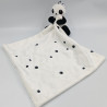 Doudou panda mouchoir blanc noir pois