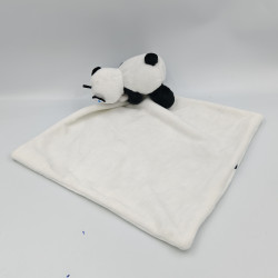 Doudou panda mouchoir blanc noir pois