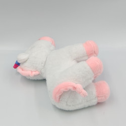 Doudou licorne blanche rose corne arc en ciel