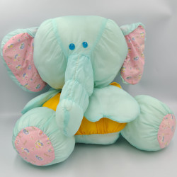 Grande Peluche Puffalump éléphant bleu vert rose orange MBI