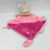 Doudou plat ours rose vert fleur BABY NAT