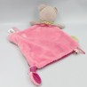 Doudou plat ours rose vert fleur BABY NAT