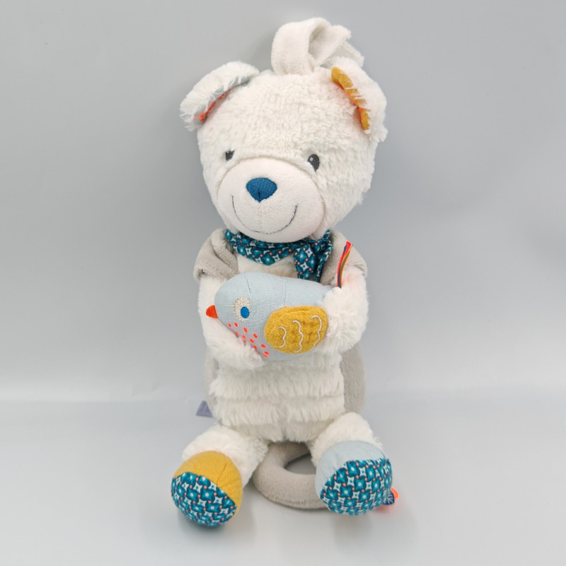 Doudou musical ours blanc bleu gris jaune SIMBA TOYS NICOTOY
