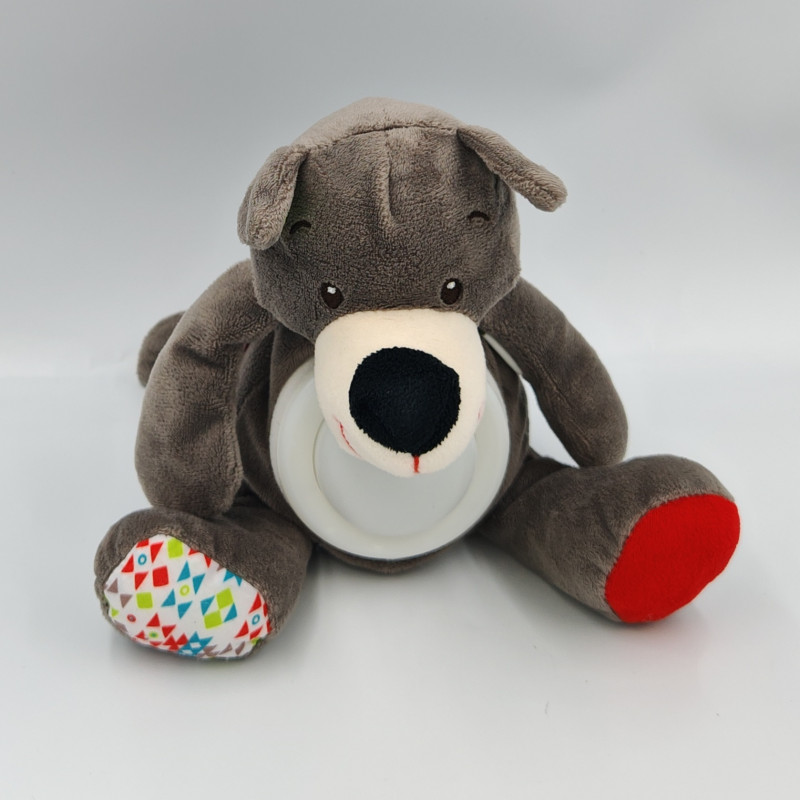 Doudou veilleuse chien gris rouge vert VERTBAUDET