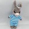 Doudou peluche l'âne Trotro rayé bleu