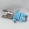 Doudou peluche l'âne Trotro rayé bleu
