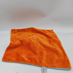 Doudou plat carré bleu orange crabe jaune CANDIDE