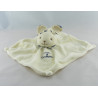 Doudou plat lapin blanc col bleu DOUDOU ET COMPAGNIE