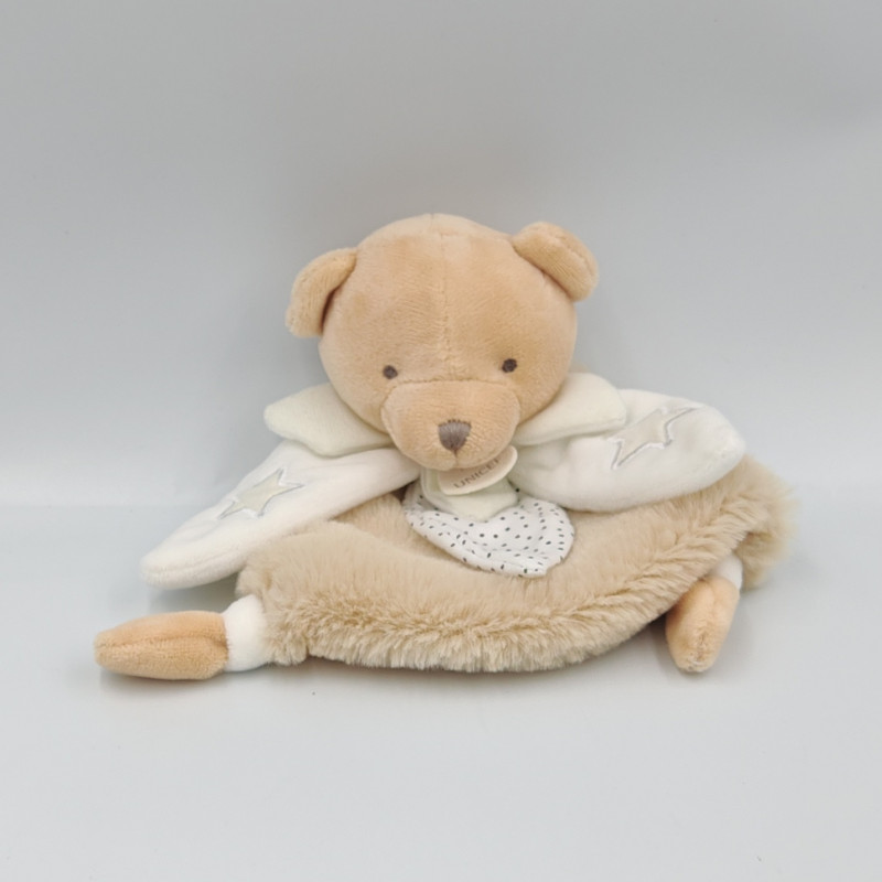 Doudou et compagnie luminescent plat ours beige blanc étoiles unicef