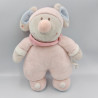 Doudou souris grise rose bleu CMI