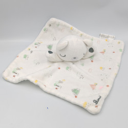 Doudou plat ours blanc motifs maisons SIPLEC