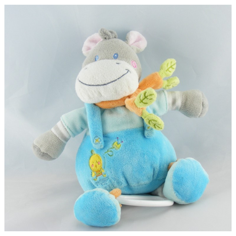 Doudou plat zébre vache bleu oiseau Bébérêve NICOTOY